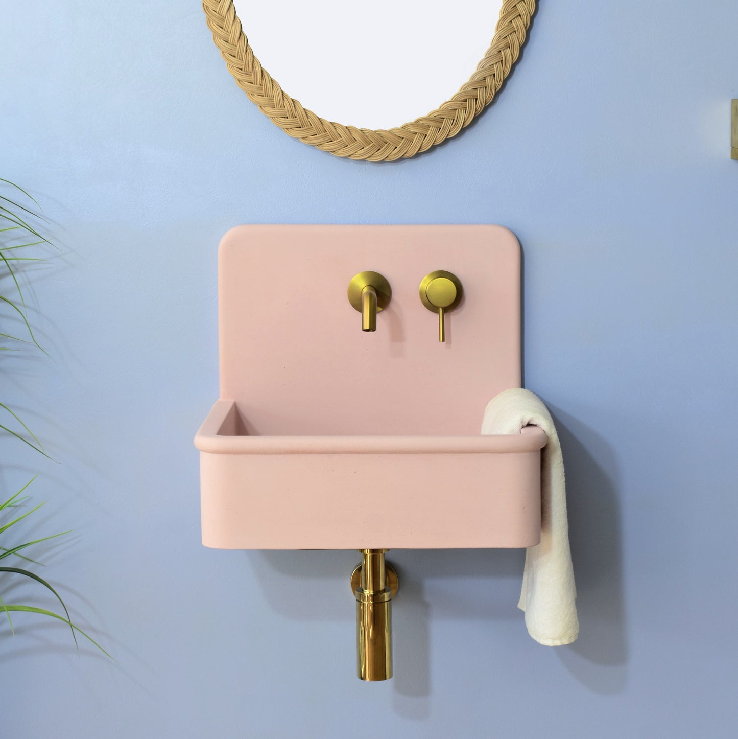 Lavabo de hormigón de pared rosa Dama