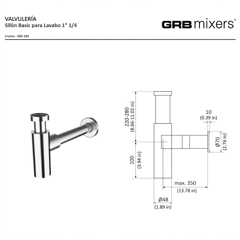 Cylindrical basin drain trap minimalist design all finishes — KreaConcrete