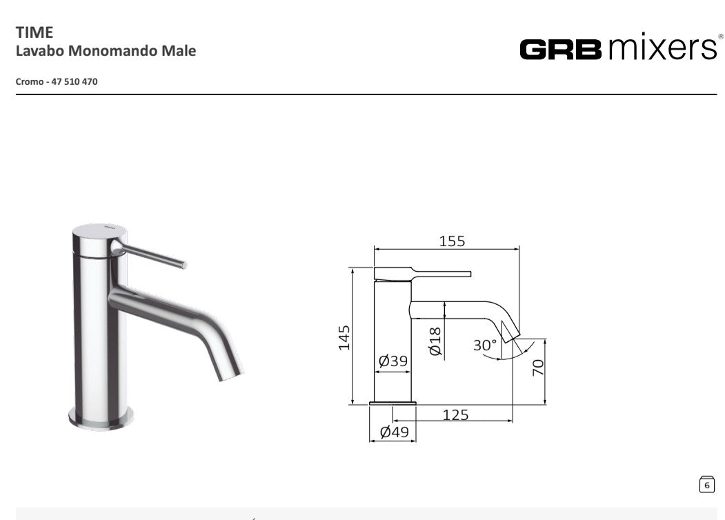 Grifo monomando Male GRB Mixers fabricado en España