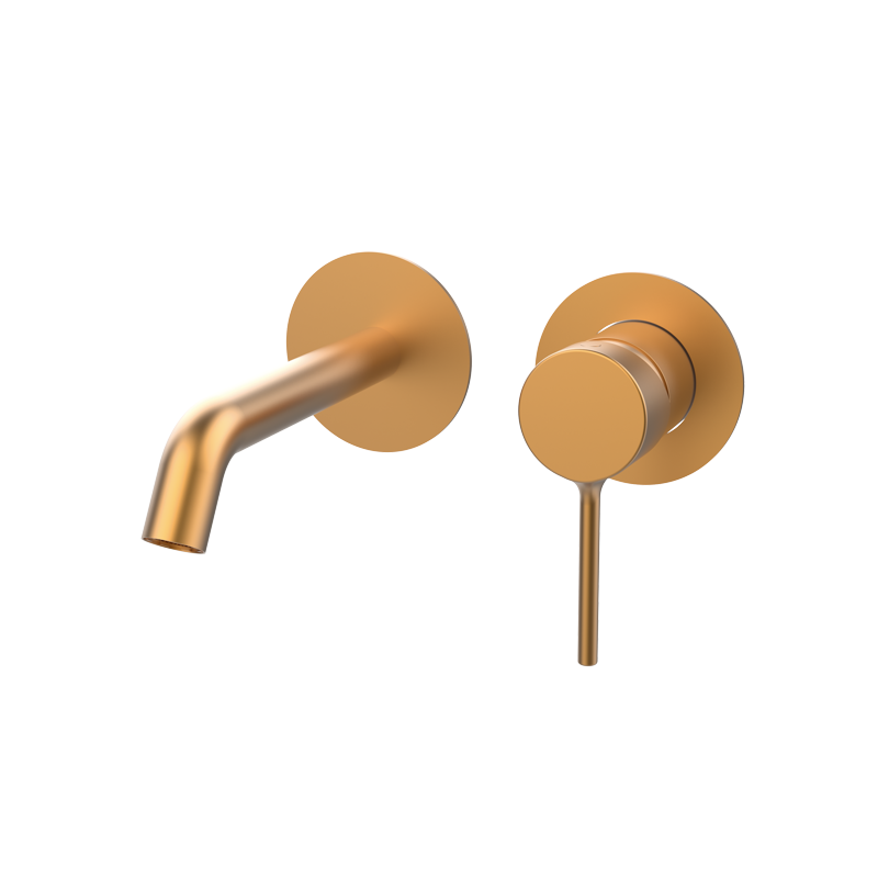 Faucet pack single-lever wall-mounted + drain trap + click-clac valve Copper — KreaConcrete