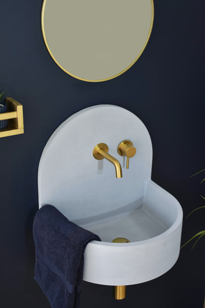 Handmade concrete wall-hung basin Amber Light Blue — KreaConcrete