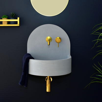 Handmade concrete wall-hung basin Amber Light Blue — KreaConcrete