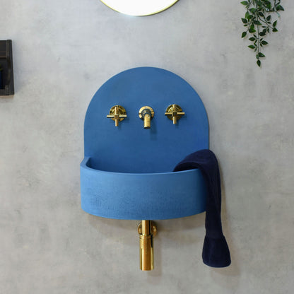 Handmade concrete wall-hung basin Amber Deep Ocean — KreaConcrete