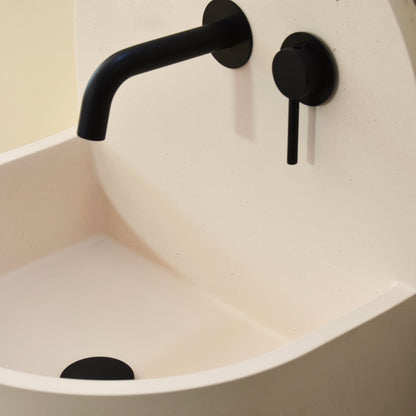 Handmade concrete wall-hung basin Amber Crema White — KreaConcrete