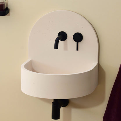 Handmade concrete wall-hung basin Amber Crema White — KreaConcrete