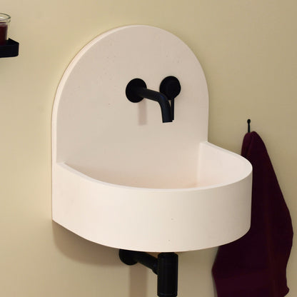 Handmade concrete wall-hung basin Amber Crema White — KreaConcrete