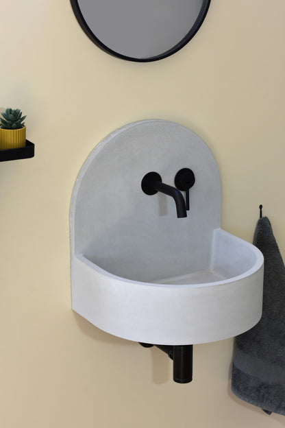 Handmade concrete wall-hung basin Amber Grey — KreaConcrete