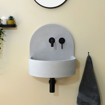 Handmade concrete wall-hung basin Amber Grey — KreaConcrete