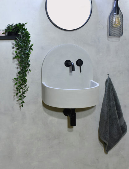 Lavabo de hormigón artesanal mural Amber Grey