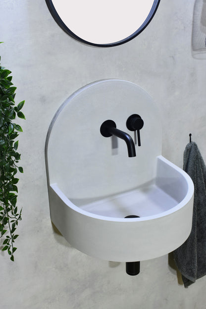 Lavabo de hormigón artesanal mural Amber Grey