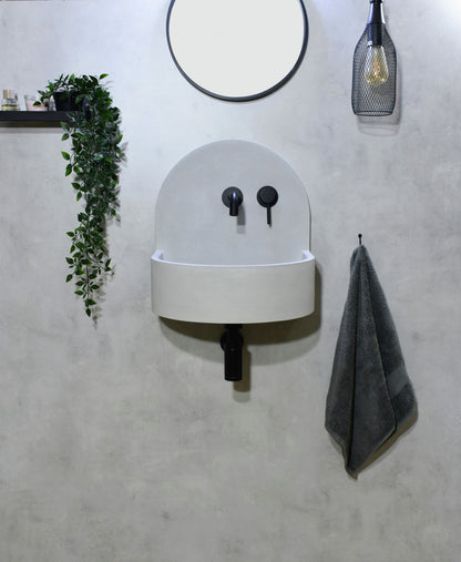 Handmade concrete wall-hung basin Amber Grey — KreaConcrete