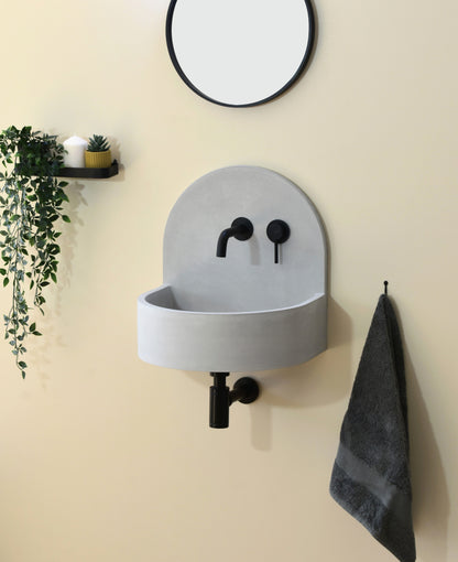 Handmade concrete wall-hung basin Amber Grey — KreaConcrete