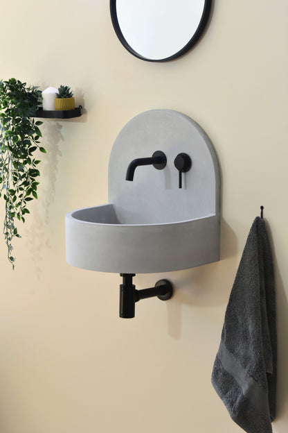 Handmade concrete wall-hung basin Amber Grey — KreaConcrete
