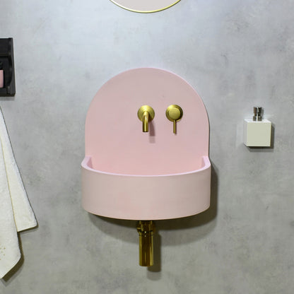 Handmade concrete wall-hung basin Amber Pink — KreaConcrete