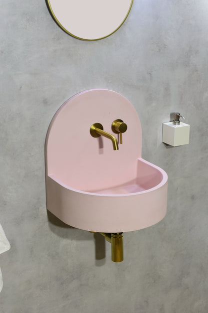 Handmade concrete wall-hung basin Amber Pink — KreaConcrete