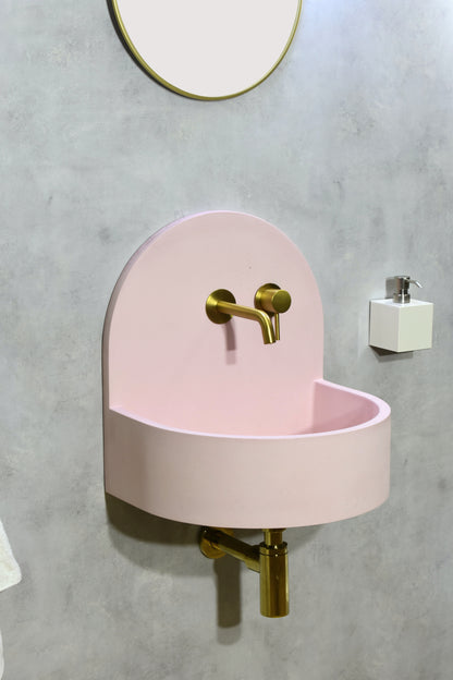 Handmade concrete wall-hung basin Amber Pink — KreaConcrete