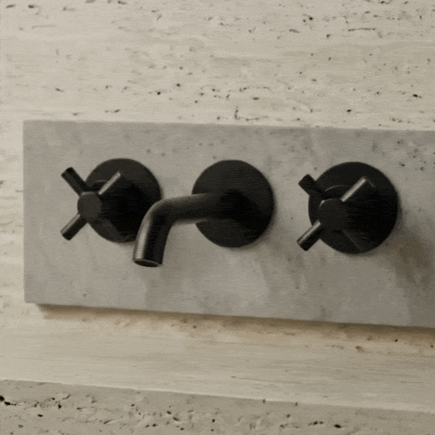 Wall-mounted double-lever faucet ASM Taps 3-hole Brushed Gold finish — KreaConcrete