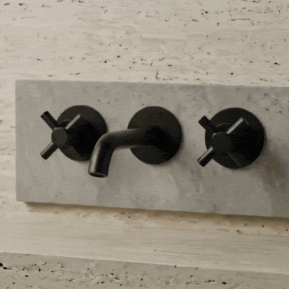 Wall-mounted double-lever faucet ASM Taps 3-hole Brushed Gold finish — KreaConcrete