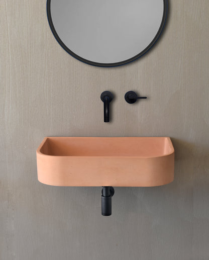 Lavabo mural de hormigón artesanal suspendido Tulip — KreaConcrete