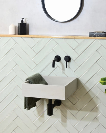Handmade concrete wall-hung basin Alba mural — KreaConcrete