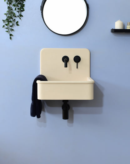 Handmade concrete wall-hung basin Dama Crema White — KreaConcrete