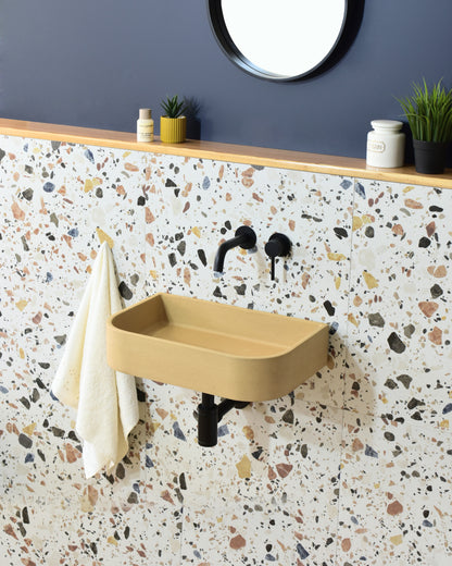 Handmade concrete wall-hung basin Tulip mural — KreaConcrete