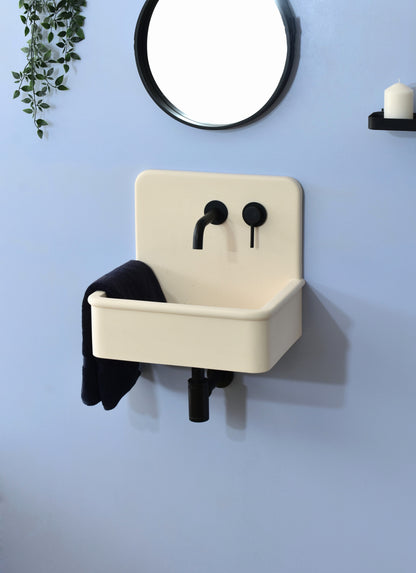 Handmade concrete wall-hung basin Dama Crema White — KreaConcrete
