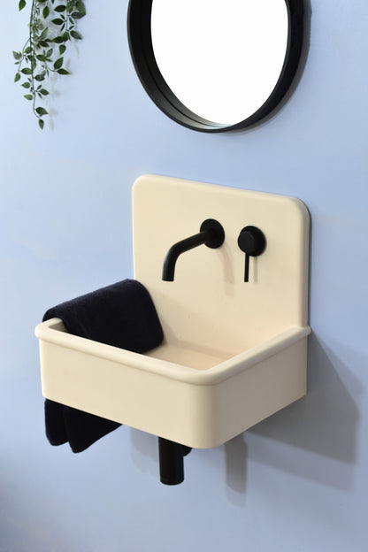 Handmade concrete wall-hung basin Dama Crema White — KreaConcrete
