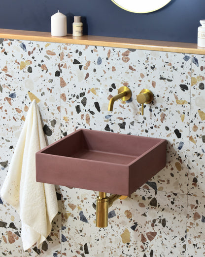 Handmade concrete wall-hung basin Alba mural — KreaConcrete