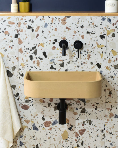 Handmade concrete wall-hung basin Tulip mural — KreaConcrete