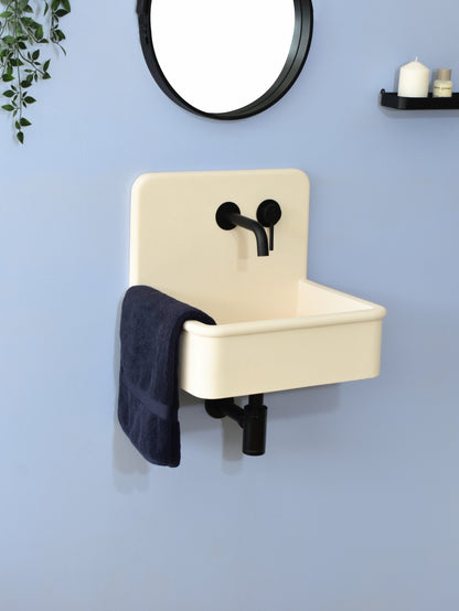 Handmade concrete wall-hung basin Dama Crema White — KreaConcrete
