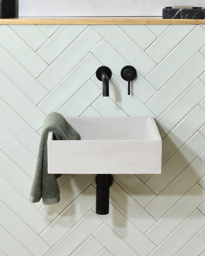 Handmade concrete wall-hung basin Alba mural — KreaConcrete