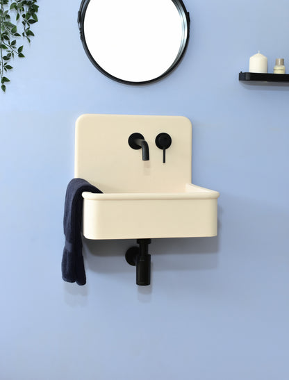 Handmade concrete wall-hung basin Dama Crema White — KreaConcrete