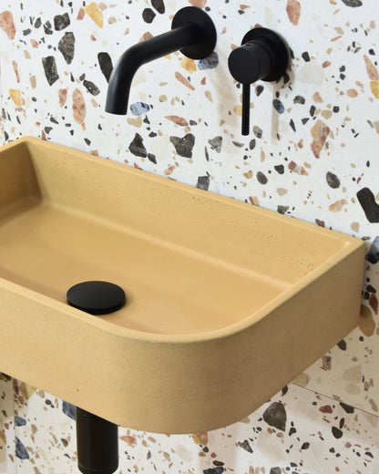 Handmade concrete wall-hung basin Tulip mural — KreaConcrete