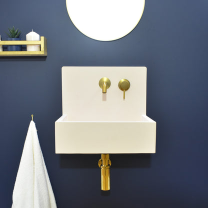 Handmade concrete wall-hung basin Mia Crema White — KreaConcrete