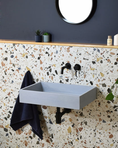 Handmade concrete wall-hung basin Mare mural — KreaConcrete