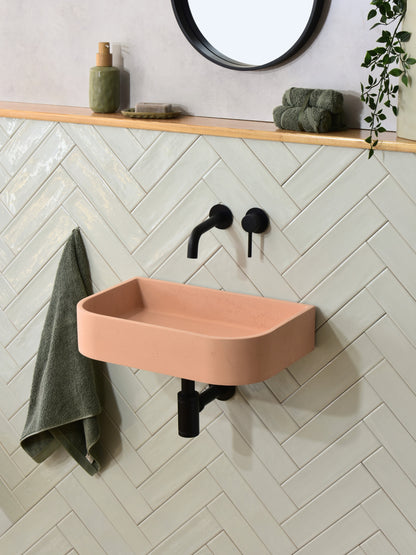 Handmade concrete wall-hung basin Tulip mural — KreaConcrete