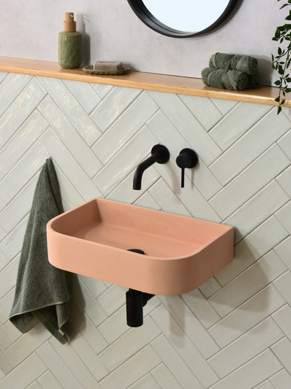 Handmade concrete wall-hung basin Tulip mural — KreaConcrete
