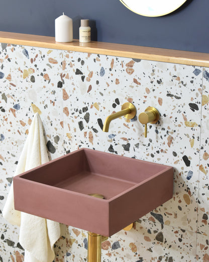 Handmade concrete wall-hung basin Alba mural — KreaConcrete