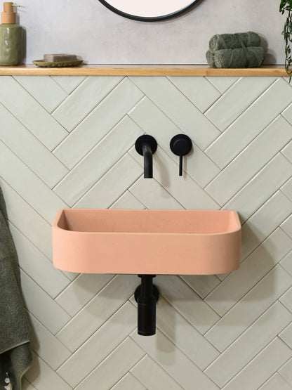 Handmade concrete wall-hung basin Tulip mural — KreaConcrete