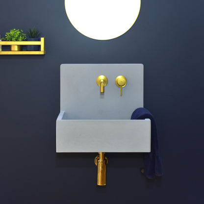 Handmade concrete wall-hung basin Mia Light Blue — KreaConcrete