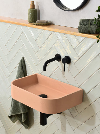 Handmade concrete wall-hung basin Tulip mural — KreaConcrete