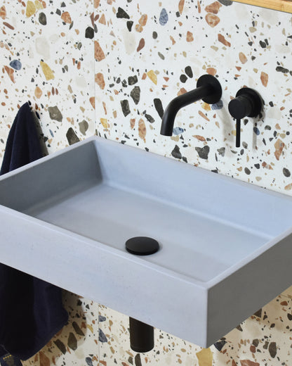 Handmade concrete wall-hung basin Mare mural — KreaConcrete