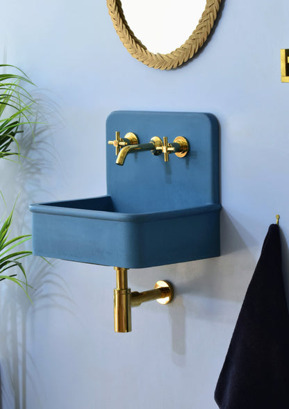 Handmade concrete wall-hung basin Dama Deep Ocean — KreaConcrete
