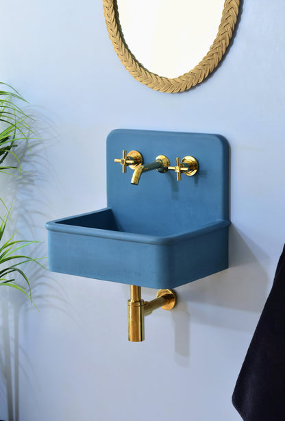 Handmade concrete wall-hung basin Dama Deep Ocean — KreaConcrete