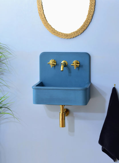 Handmade concrete wall-hung basin Dama Deep Ocean — KreaConcrete
