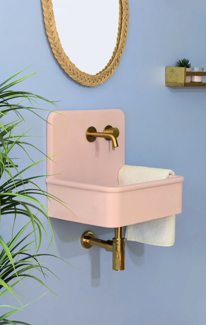 Handmade concrete wall-hung basin Dama Pink — KreaConcrete