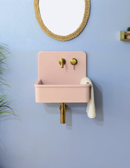 Handmade concrete wall-hung basin Dama Pink — KreaConcrete