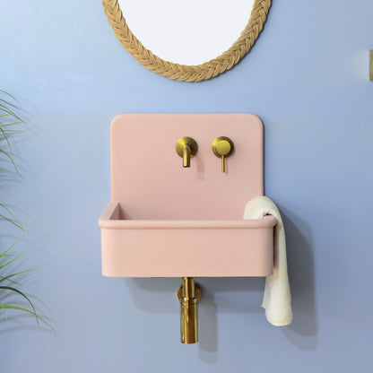 Handmade concrete wall-hung basin Dama Pink — KreaConcrete