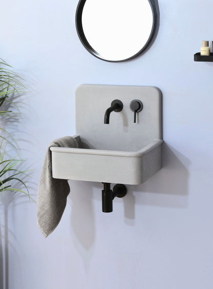 Handmade concrete wall-hung basin Dama Grey — KreaConcrete